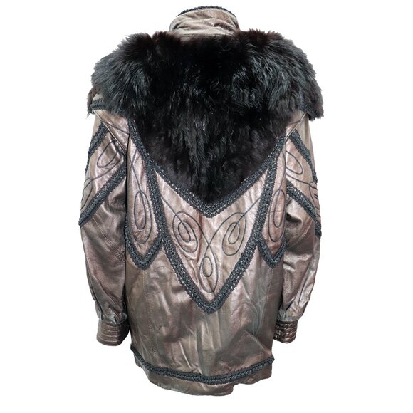 RARE 80s NORMA Canada Detachable FUR Leather Coat OS - Picture 7 of 7